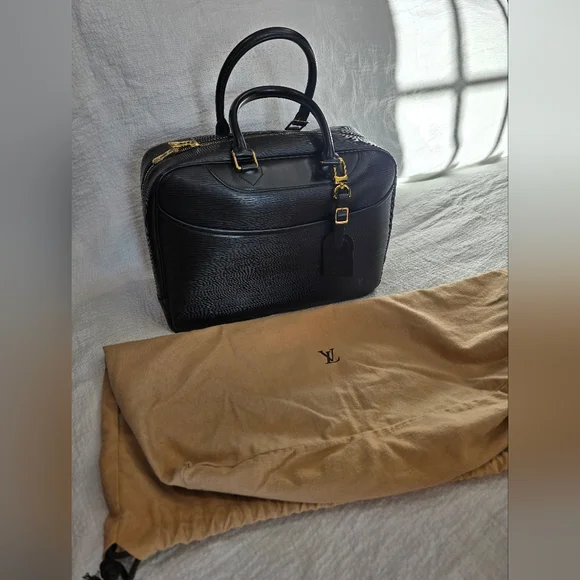 Louis Vuitton Epi Deauville Black Noir Bag Travel Luggage Keepall Speedy Leather - Picture 3 of 15